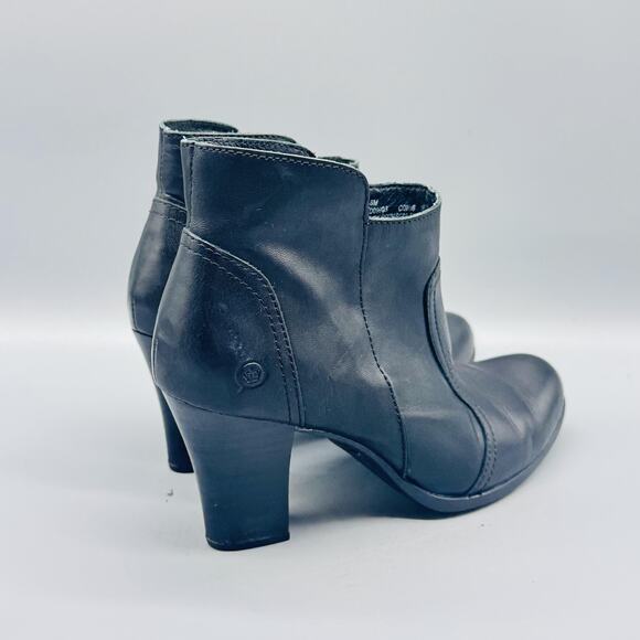 Born Boots Womens 8 Black Leather Ankle Booties Heeled Round Toe Zip Comfort - Picture 7 of 11